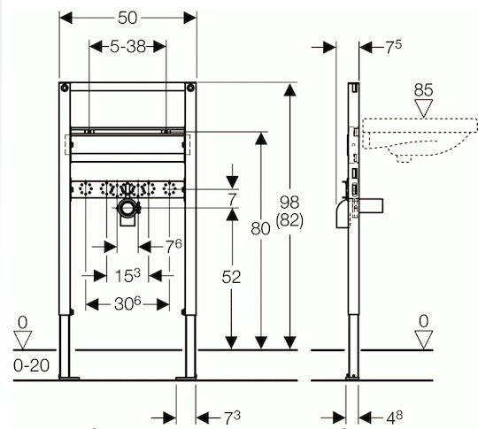 Geberit Duofix Fixing Element for Wall-Hung Washbasin 111.434.00.1 Built-in Frame
