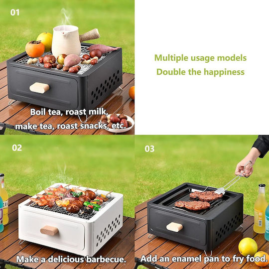 Faltbare Rostfreier Stahl Tragbar Holzkohlegrill 35cmx31cm