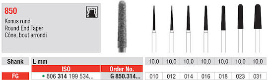 eDenta Fräser für den Dentalbohrer G850.314.010