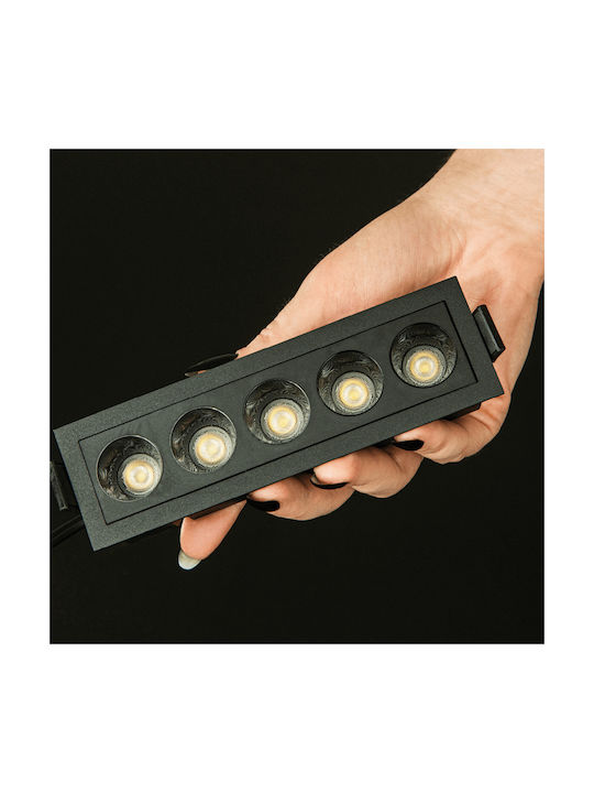 Zambelis Lights Παραλληλόγραμμο Χωνευτό Σποτ με Ενσωματωμένο LED και Θερμό Λευκό Φως Μαύρο 14.7x4.5εκ. 1τμχ