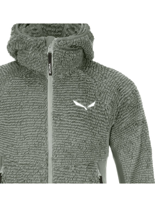 Kinder-Strickjacke Vlies mit Kapuzen Khaki Puez Highloft Polarlite 2