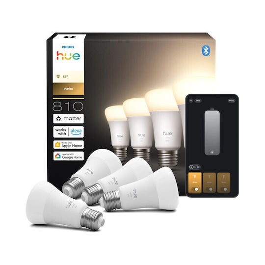 Philips hue White A60 Intelligente Glühbirne E27 810 Lumen Warmes Weiß 2700K 4 Stück