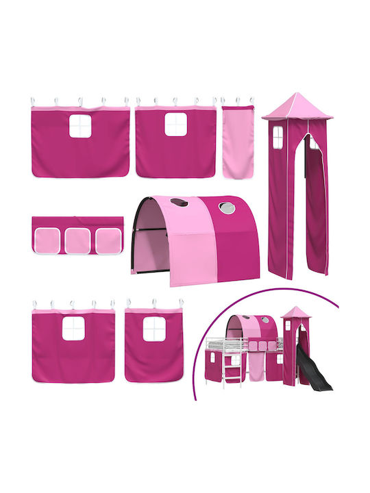 Pat pentru Copii Loft Bed Single Alb pentru Saltea 99.5x200cm