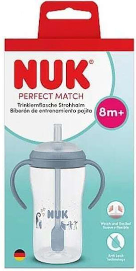 Nuk Παιδικό Ποτηράκι με Λαβές και Καλαμάκι από Σιλικόνη Μπλε 260ml για 8m+