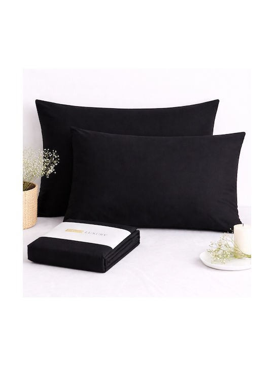 My Home Luxury Pillowcase Set Black 50x70cm.