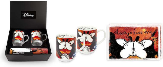 Egan Italy Disney Mickey Mouse Stackable Чаши и Подложки Чаша Керамика Червена 2бр