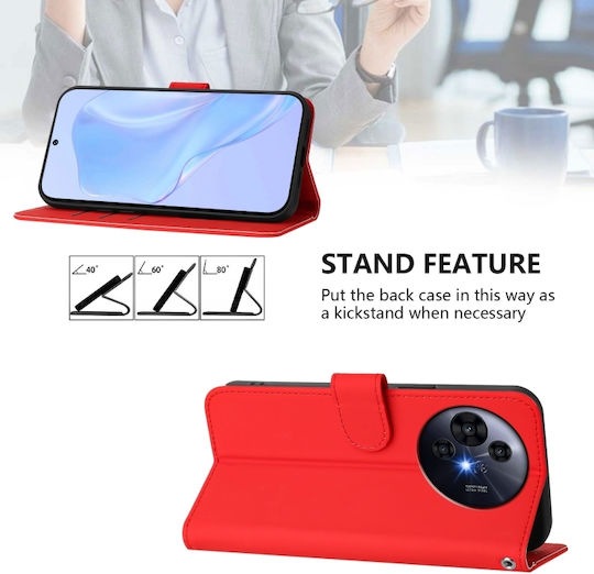 Skin Feel Solid Color Wallet Piele Roșu (TCL 50 NXTPAPER 5G / TCL 50 Pro NXTPAPER 5G)