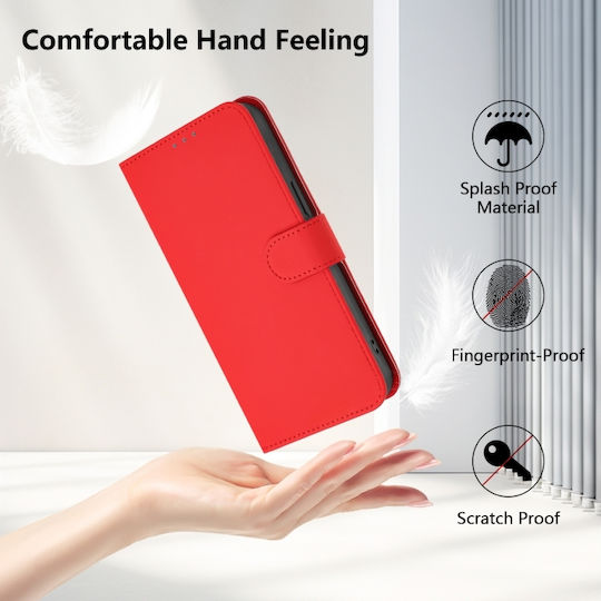 Skin Feel Solid Color Wallet Piele Roșu (TCL 50 NXTPAPER 5G / TCL 50 Pro NXTPAPER 5G)