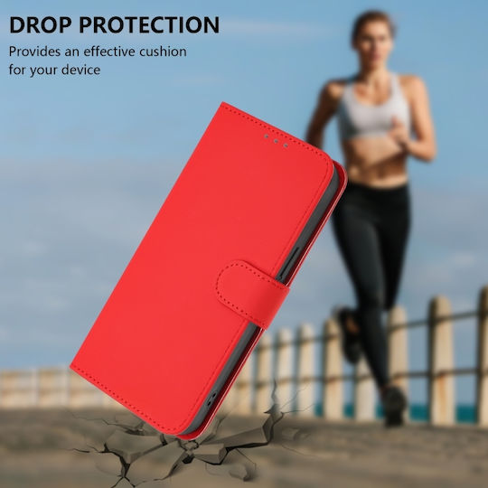 Skin Feel Solid Color Wallet Piele Roșu (TCL 50 NXTPAPER 5G / TCL 50 Pro NXTPAPER 5G)