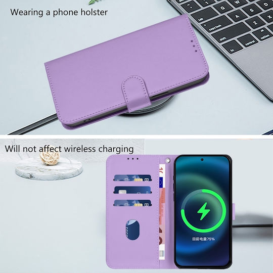 Skin Feel Solid Color Wallet Piele Lila (TCL 50 NXTPAPER 5G / TCL 50 Pro NXTPAPER 5G)