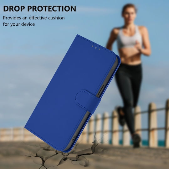 Skin Feel Solid Color Wallet Piele Albastru (TCL 50 NXTPAPER 5G / TCL 50 Pro NXTPAPER 5G)