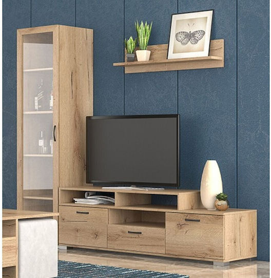 Wohnzimmer TV-Einheit Nr. 29 Latte mit Vitrine M150xB36xH44,5cm