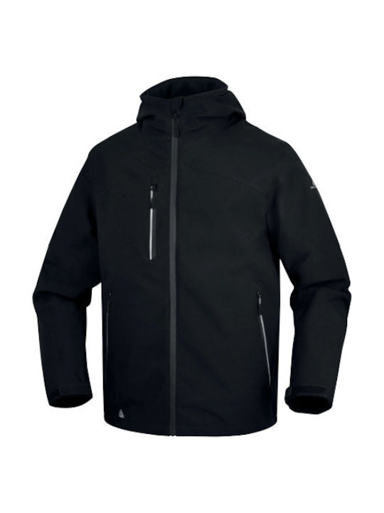 Delta Plus Μπουφάν Εργασίας Ανακλαστικό Softshell με Επένδυση Fleece και με Κουκούλα Μαύρο