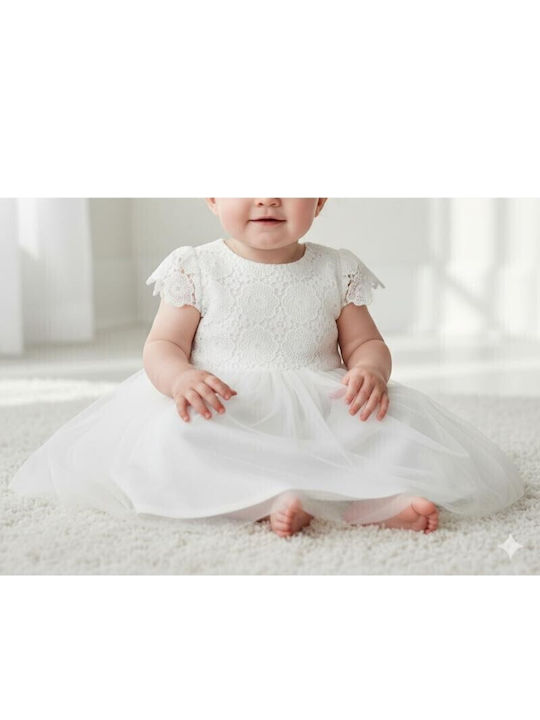 Two In A Castle White Baptism Dress made of Lace