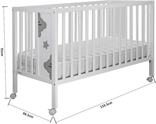 Bebe Stars Κούνια Life Λευκή με Ρόδες