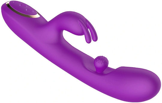 SMD Aurora Rabbit Swinging Silicone Vibrator Вибратор Заек 24см Лилав