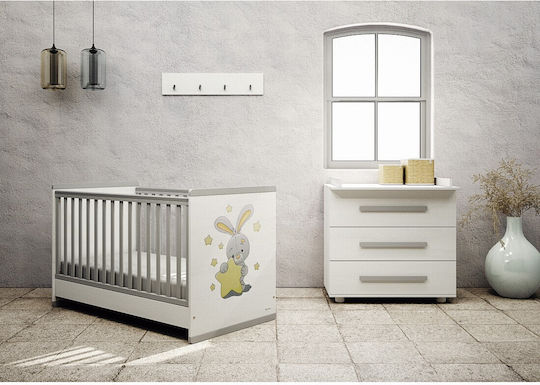 Casababy Patut Polimorf Smart Alb și Gri cu Saltea