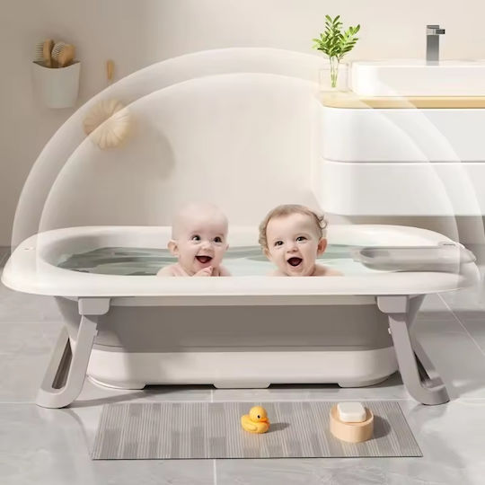 Little Mom Foldable Baby Bath with Thermometer Gray