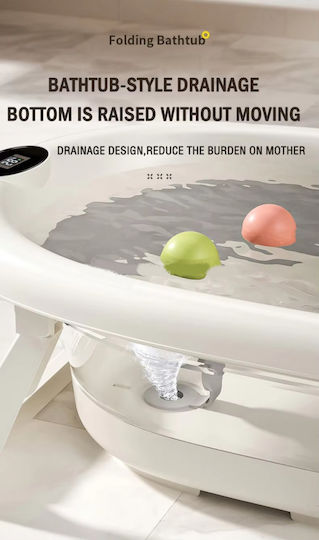 Little Mom Foldable Baby Bath with Thermometer Gray