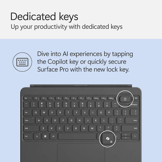 Surface Pro Безжично Клавиатура с тъчпад за таблет Английски US Сив