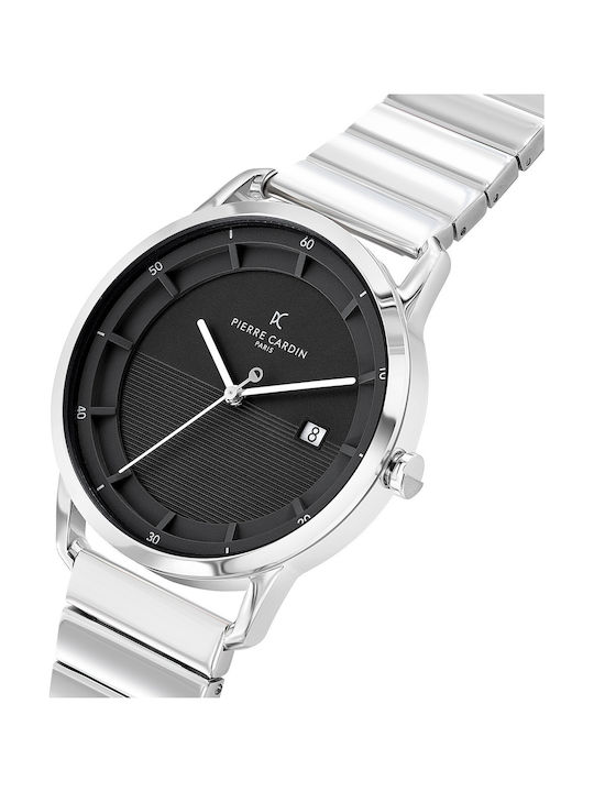 Pierre Cardin Herrenuhr 43mm Batterie mit Silber Metallarmband