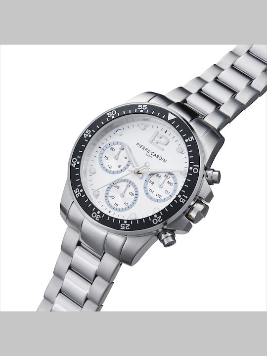 Pierre Cardin Herrenuhr 40mm Batterie mit Silber Metallarmband