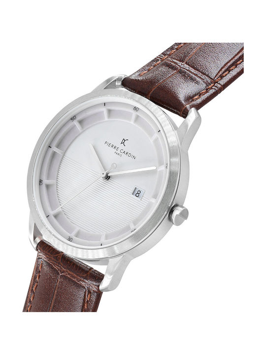 Pierre Cardin Ceas Barbatesc 43mm cu Baterie cu Curea din Piele Maro