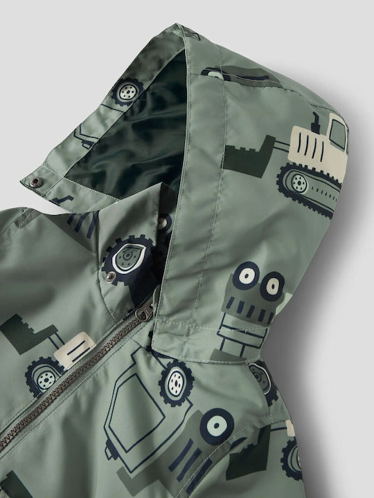 Kids Casual Long Jacket with Hood Chinois Green
