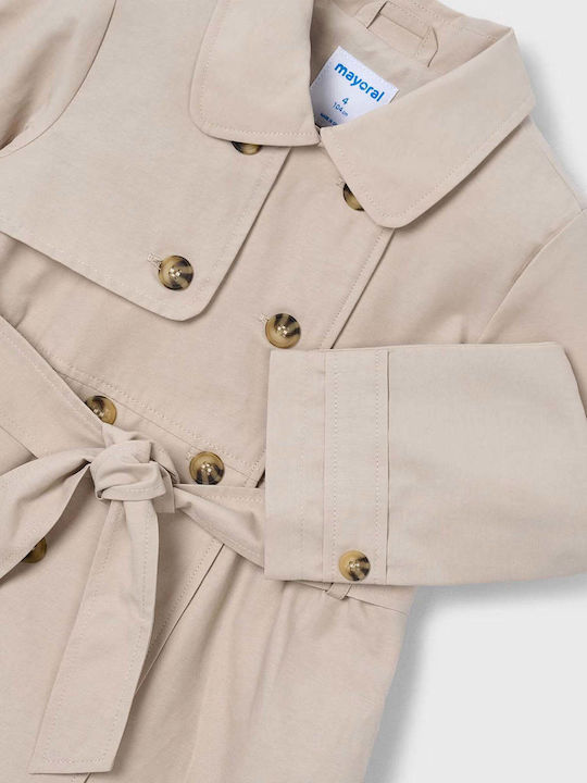 Kids Long Trench Coat Beige