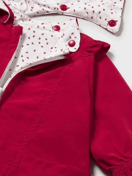 Kids Casual Waterproof Jacket with Hood Red