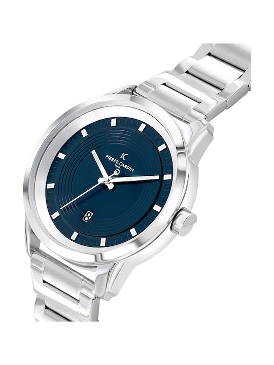 Pierre Cardin Herrenuhr 45mm Batterie mit Silber Metallarmband
