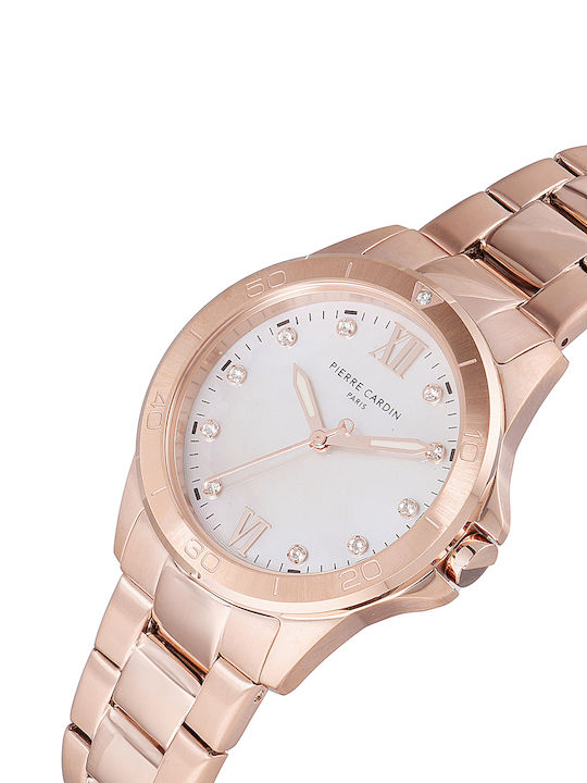 Pierre Cardin Γυναικείο Ρολόι 34mm Μπαταρίας με Ροζ Χρυσό Μεταλλικό Μπρασελέ