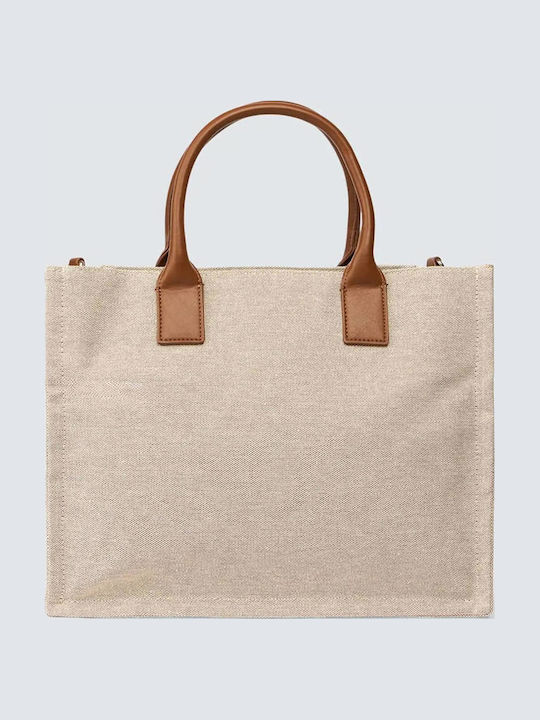 Fabric Women's Beige Handbag