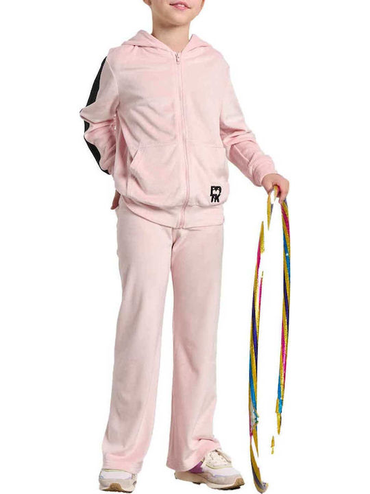 Kids Sweatshirt Cardigan with Hood and Pockets Pink Row Minime