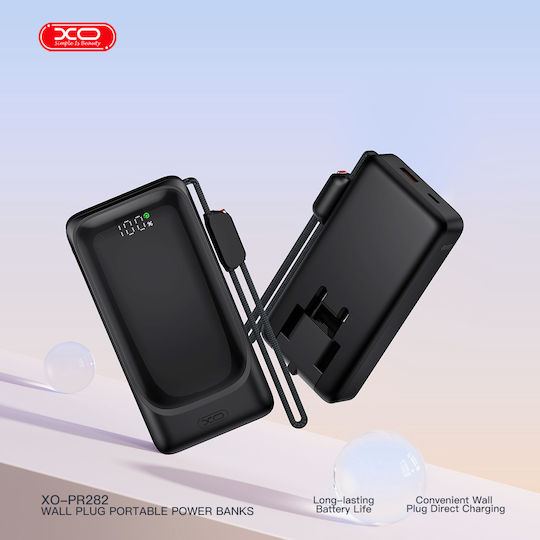 XO PR282 Power Bank 10000mAh 22.5W με Θύρα USB-A και Θύρα USB-C Μαύρο
