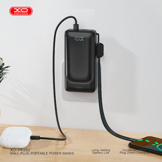 XO PR282 Power Bank 10000mAh 22.5W με Θύρα USB-A και Θύρα USB-C Μαύρο