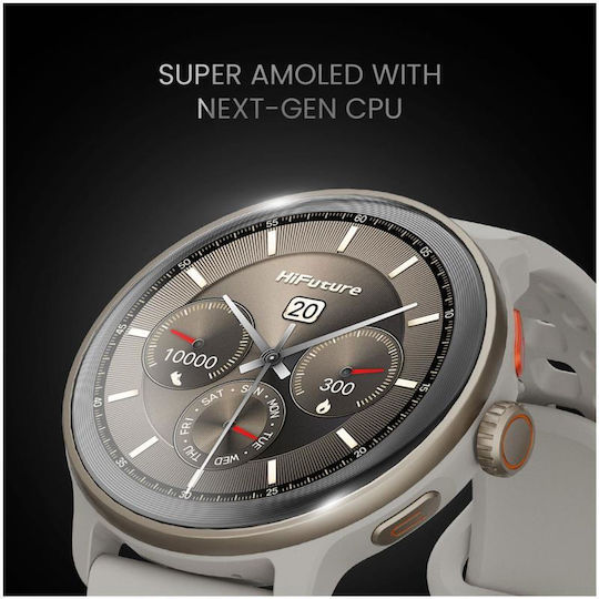 HiFuture Vela Stainless Steel 47mm Smartwatch με Παλμογράφο (Μπεζ)
