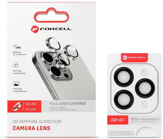 Forcell Протектор за камера Закалено стъкло Черен за iPhone 16 Pro, iPhone 16 Pro Max
