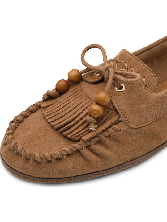Leather Women's Loafers in Brown Color