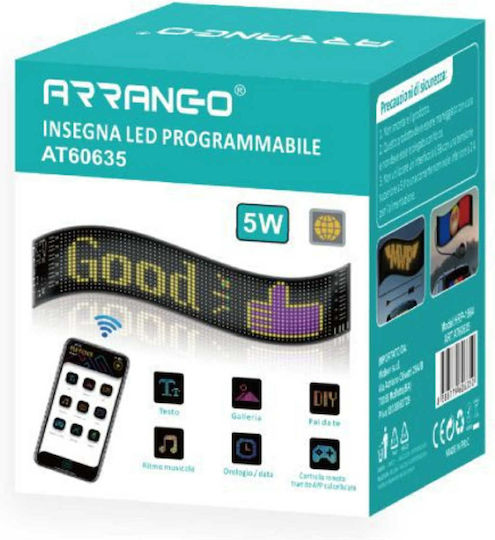 Arrango Panou Led Matrix RGB Flexibil Pentru Mașină Conectare Bluetooth Led Matrix Panel At60635