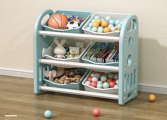 Sistem de Depozitare Jucării din Țesătură Albastru 77x66x32cm 1buc