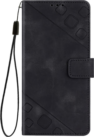 Skin Feel Embossed Wallet Piele / Silicon Negru (TCL 50 NXTPAPER 5G / TCL 50 Pro NXTPAPER 5G)