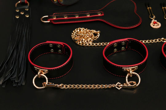 Smd Autorite Totale – Premium BDSM Bondage & Restraint Set 8 Accessories Complete BDSM Set 8 Accessories Black Red Gold