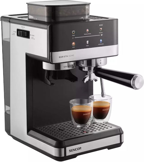 Sencor Automatische Espressomaschine Eingebaut 1350W Druck 20bar mit Mahlwerk Gray SES 5000SS