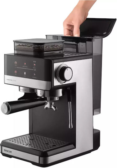 Sencor Automatische Espressomaschine Eingebaut 1350W Druck 20bar mit Mahlwerk Gray SES 5000SS