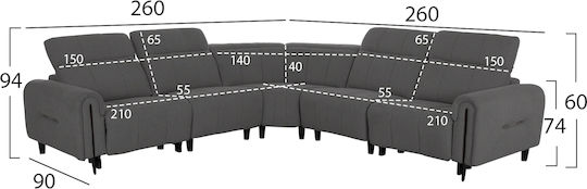 Oracle Ecksofa Grau 260x260x94cm