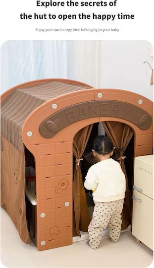 Căsuță De Joacă Pentru Copii Multifuncțională De Culoare Cafenie 115x92x98cm