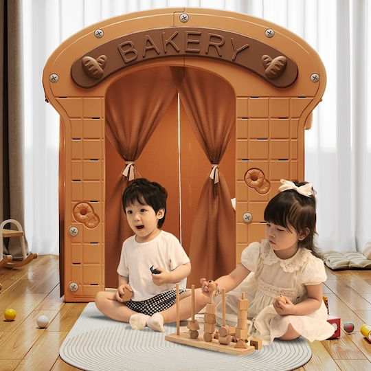 Căsuță De Joacă Pentru Copii Multifuncțională De Culoare Cafenie 115x92x98cm