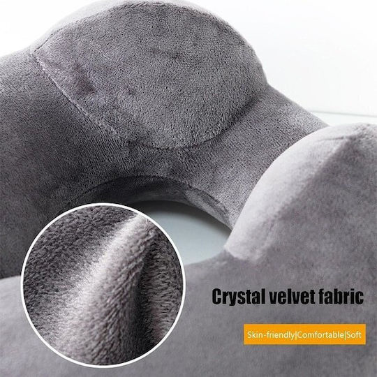 Inflatable Velvet Travel Pillow with Carrying Case 35x31x15cm Gray