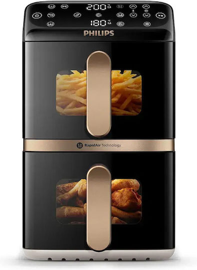 Philips Ovi Dual Basket Air Fryer with Wi-Fi and Double Removable Container 10l Black